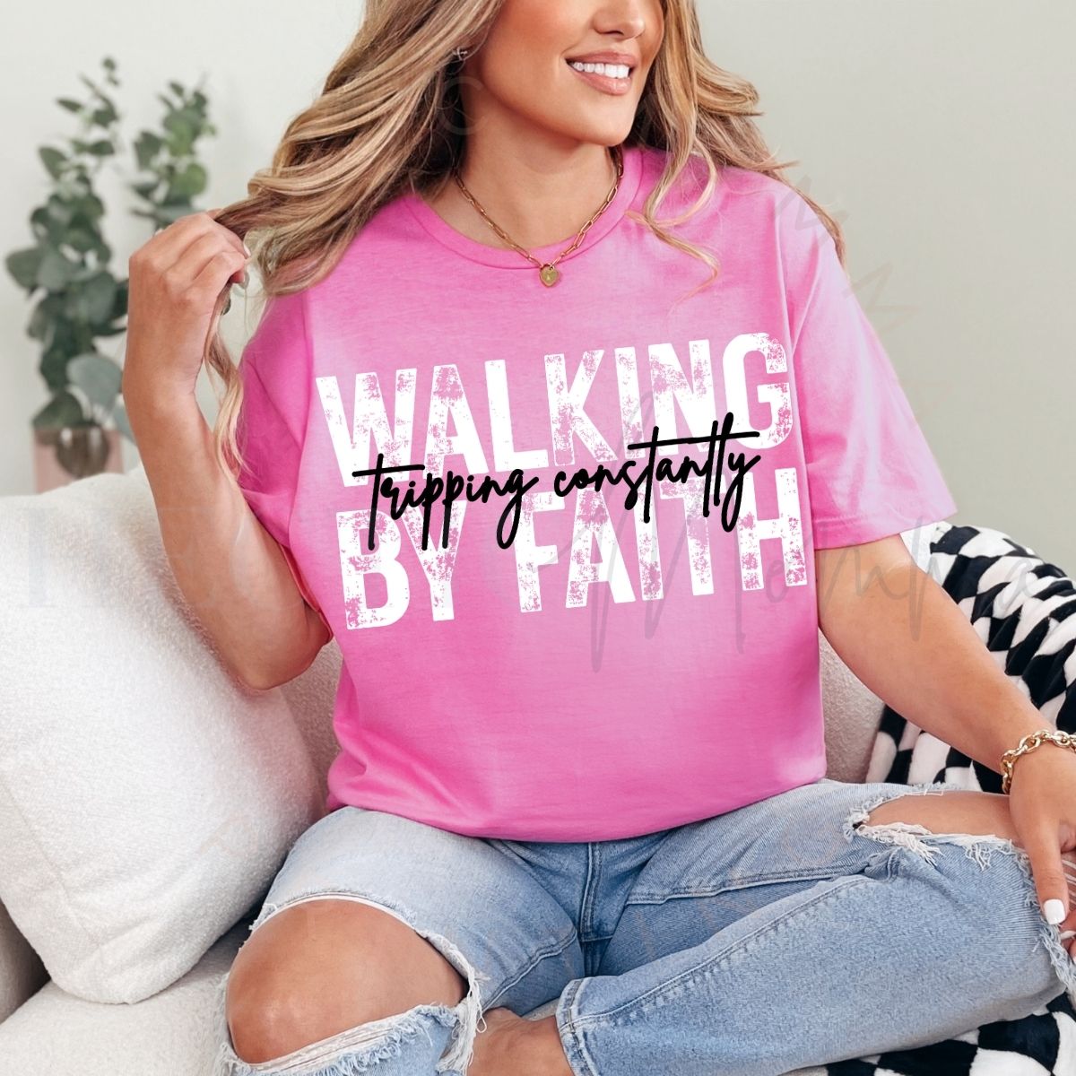 WALKING BY FAITH TRIPPING CONSTANTLY - DTF TRANSFER