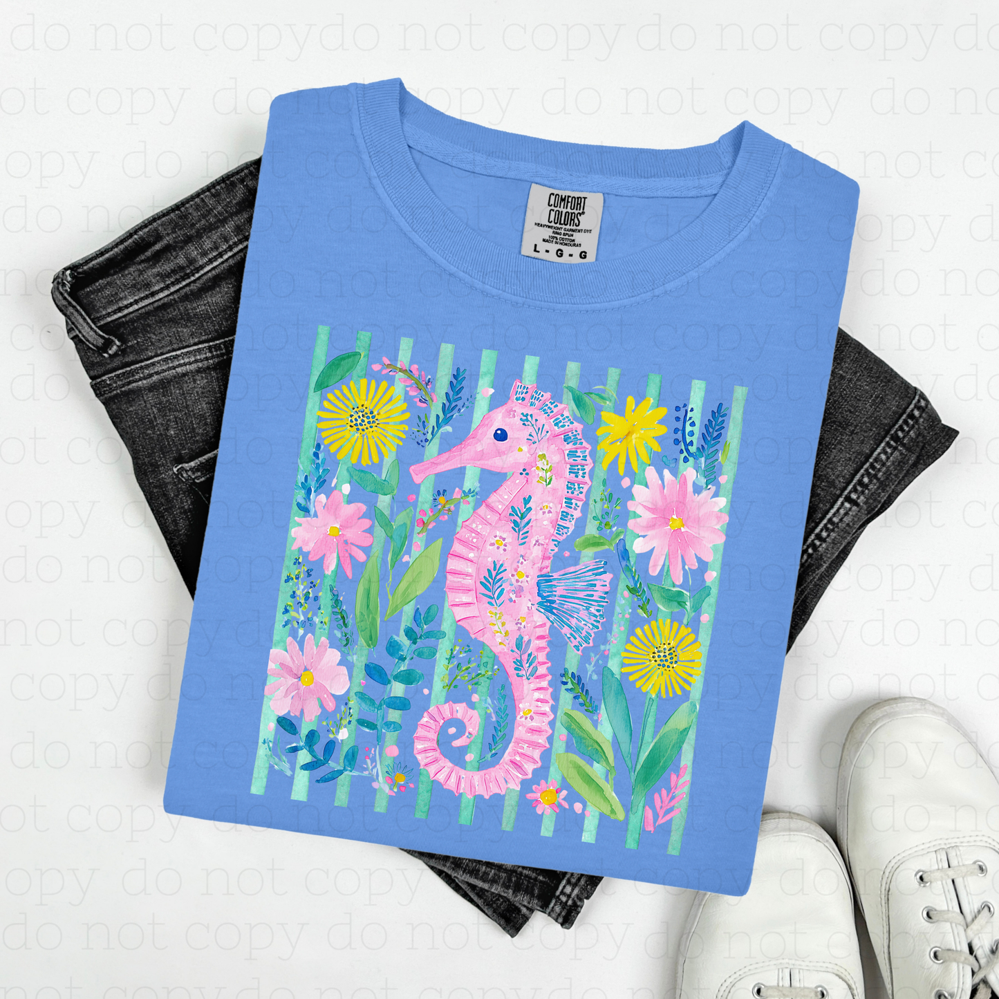FLORAL SEAHORSE - DTF TRANSFER