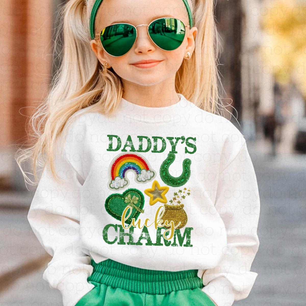 DADDY'S LUCKY CHARM - FAUX YARN + FAUX SEQUIN - DTF TRANSFER