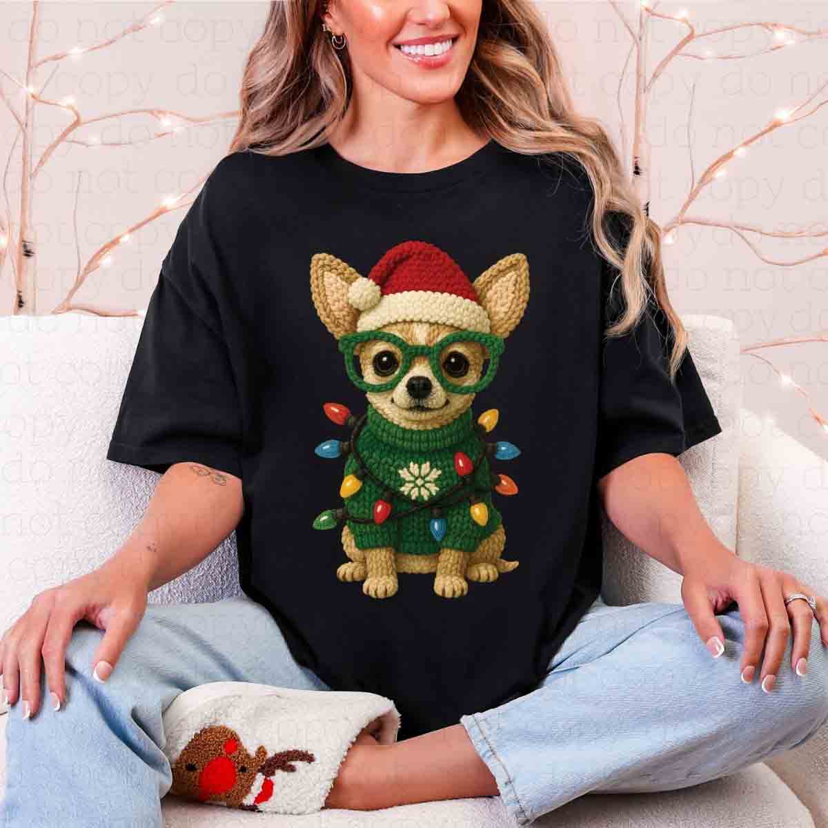 CHRISTMAS CHIHUAHUA *FAUX YARN* - DTF TRANSFER