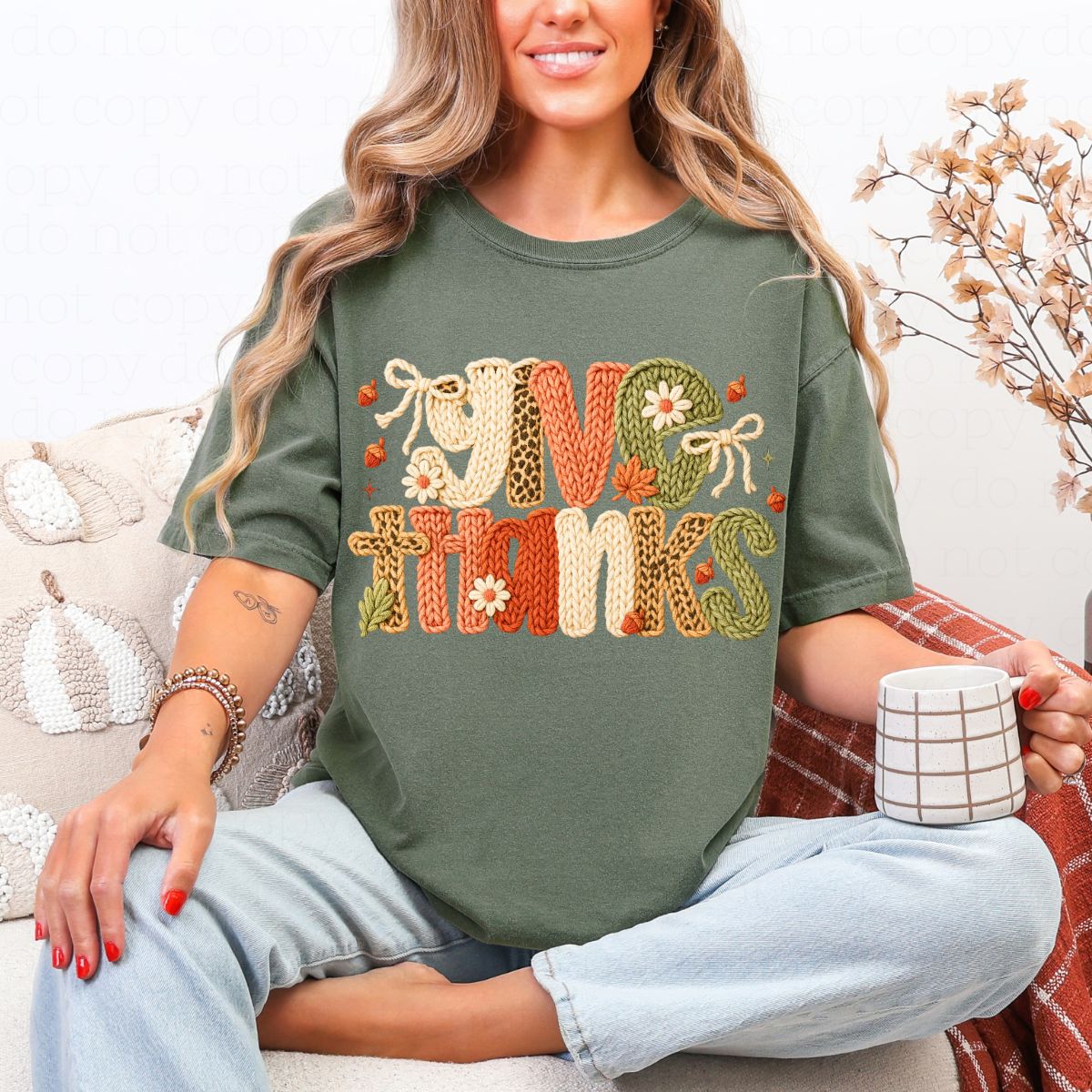 COQUETTE GIVE THANKS *FAUX YARN* - DTF TRANSFER