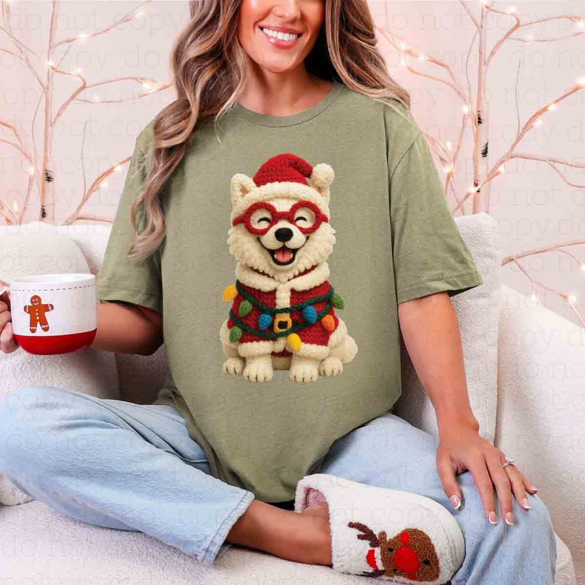 CHRISTMAS SAMOYED *FAUX YARN* - DTF TRANSFER