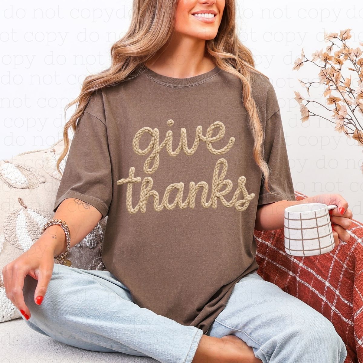 GIVE THANKS *FAUX YARN* - DTF TRANSFER