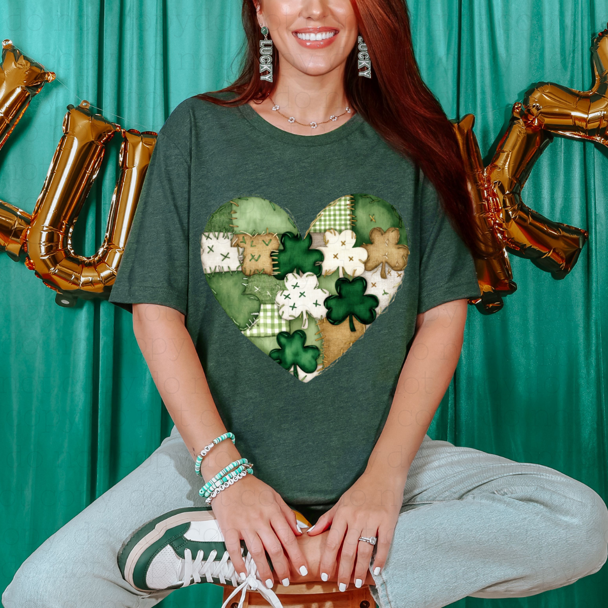 PATCHWORK ST PATRICKS DAY HEART - DTF TRANSFER - Hectic Momma Printing