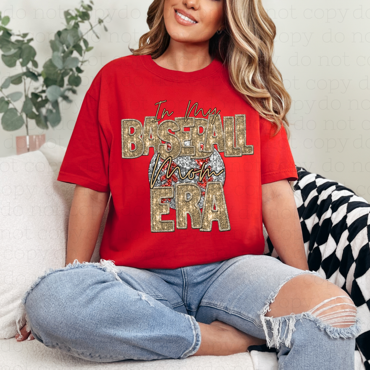 IN MY BASEBALL MOM ERA - FAUX EMBROIDERY + FAUX SEQUIN - DTF TRANSFER - Hectic Momma Printing