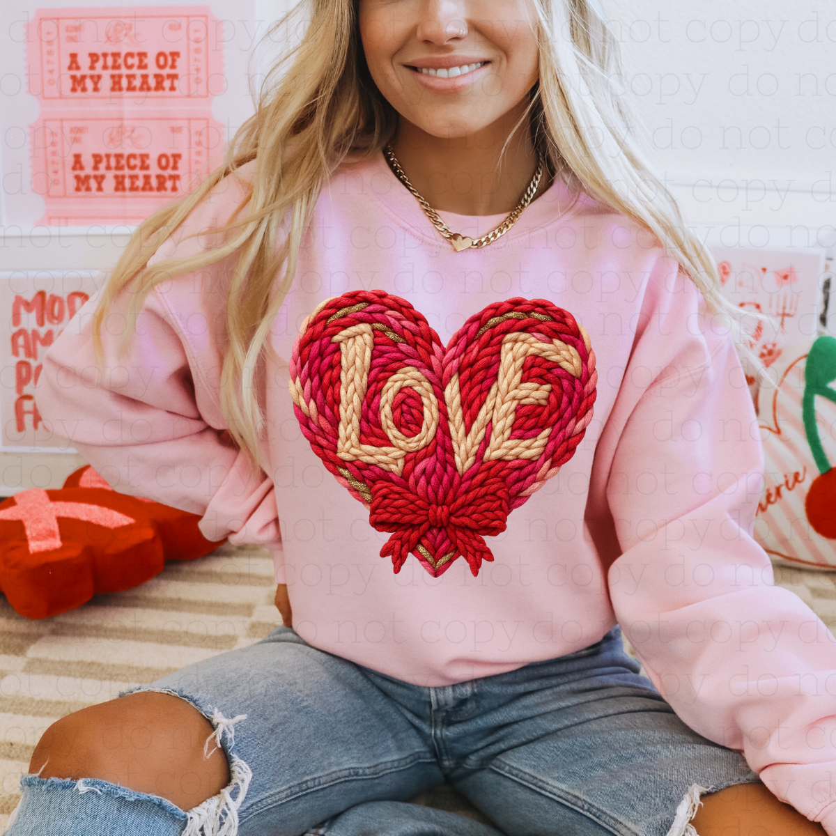 COQUETTE LOVE HEART - FAUX YARN - DTF TRANSFER