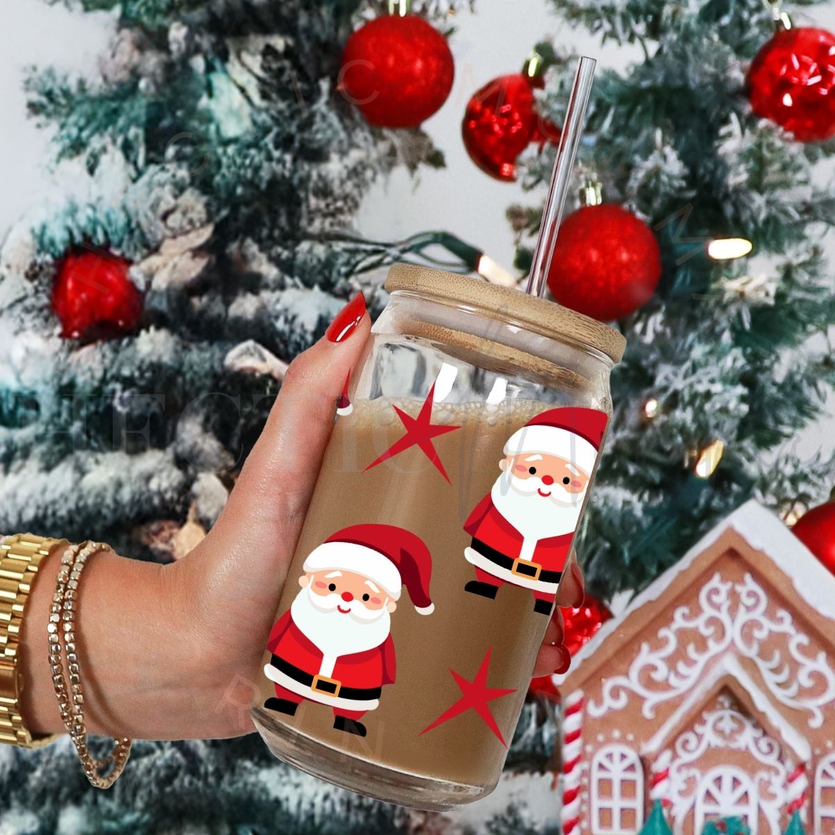 SANTA AND STARS - UV DTF