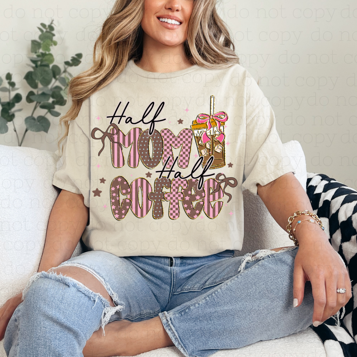 COQUETTE HALF MOM HALF COFFEE - DTF TRANSFER - Hectic Momma Printing