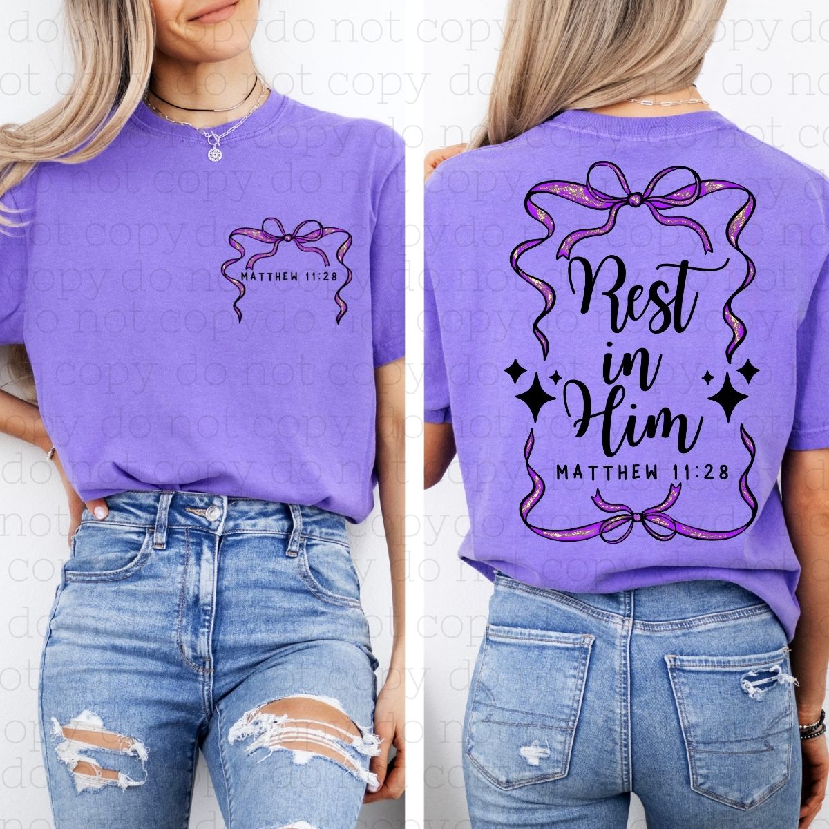 COQUETTE REST IN HIM *FRONT+BACK* - DTF TRANSFER