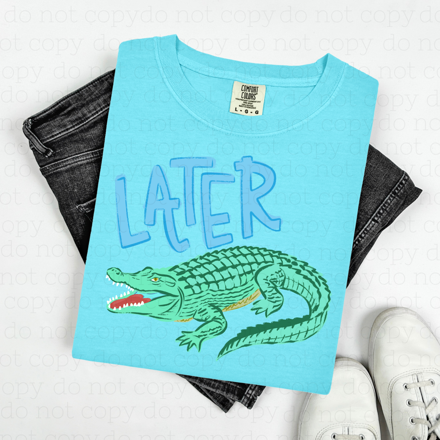 LATER GATOR - BLUE TEXT - DTF TRANSFER - Hectic Momma Printing
