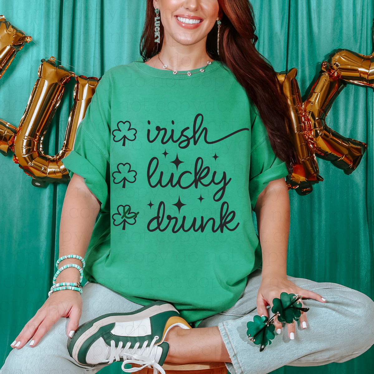IRISH LUCKY DRUNK - DTF TRANSFER - Hectic Momma Printing
