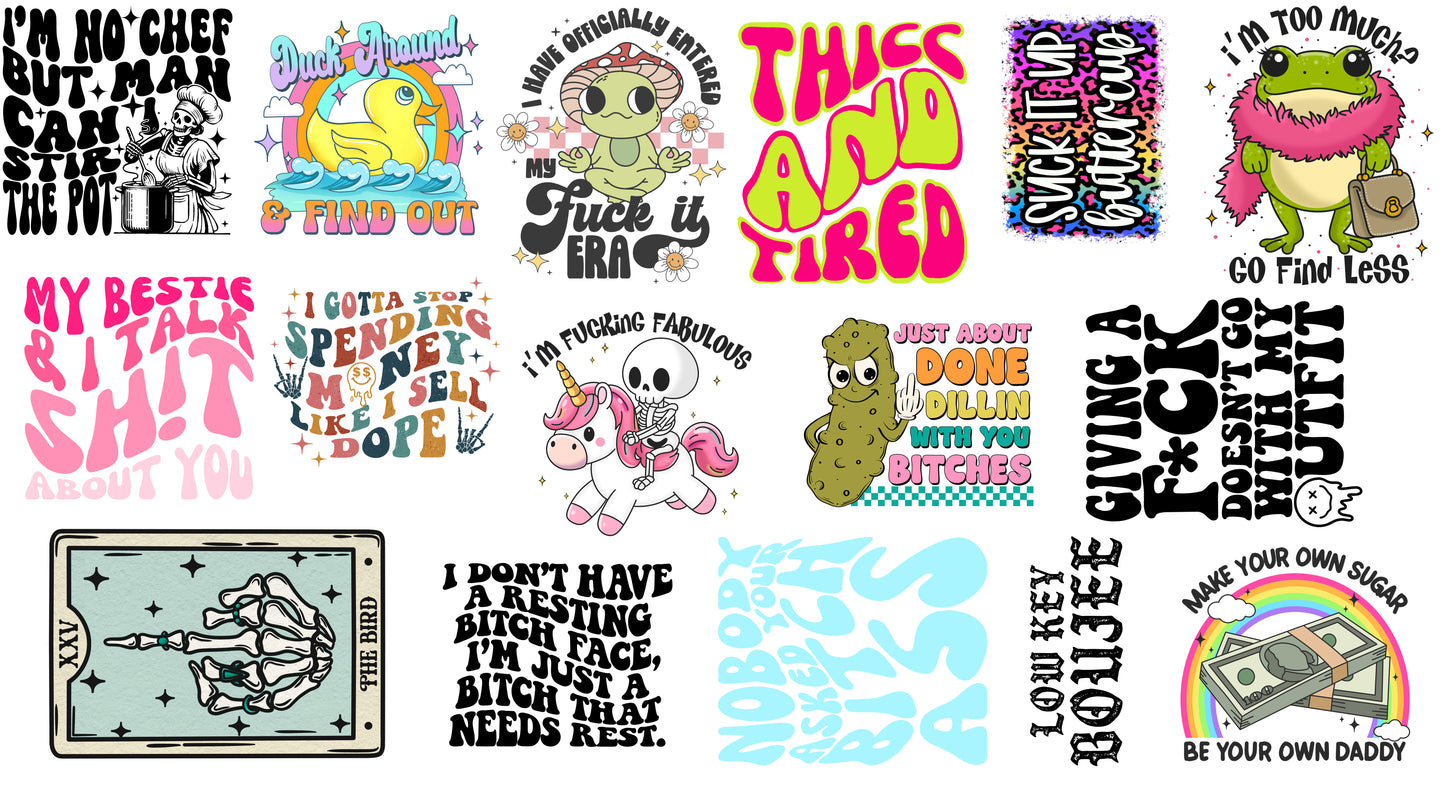 Spicy Momma UV DTF premade gang sheet