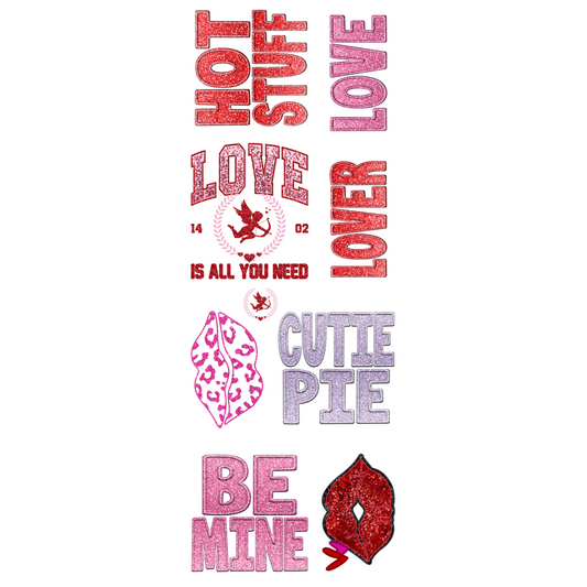 FAUX SEQUIN/GLITTER  VALENTINE'S DAY MINI MADE  GANG SHEET - Hectic Momma Printing