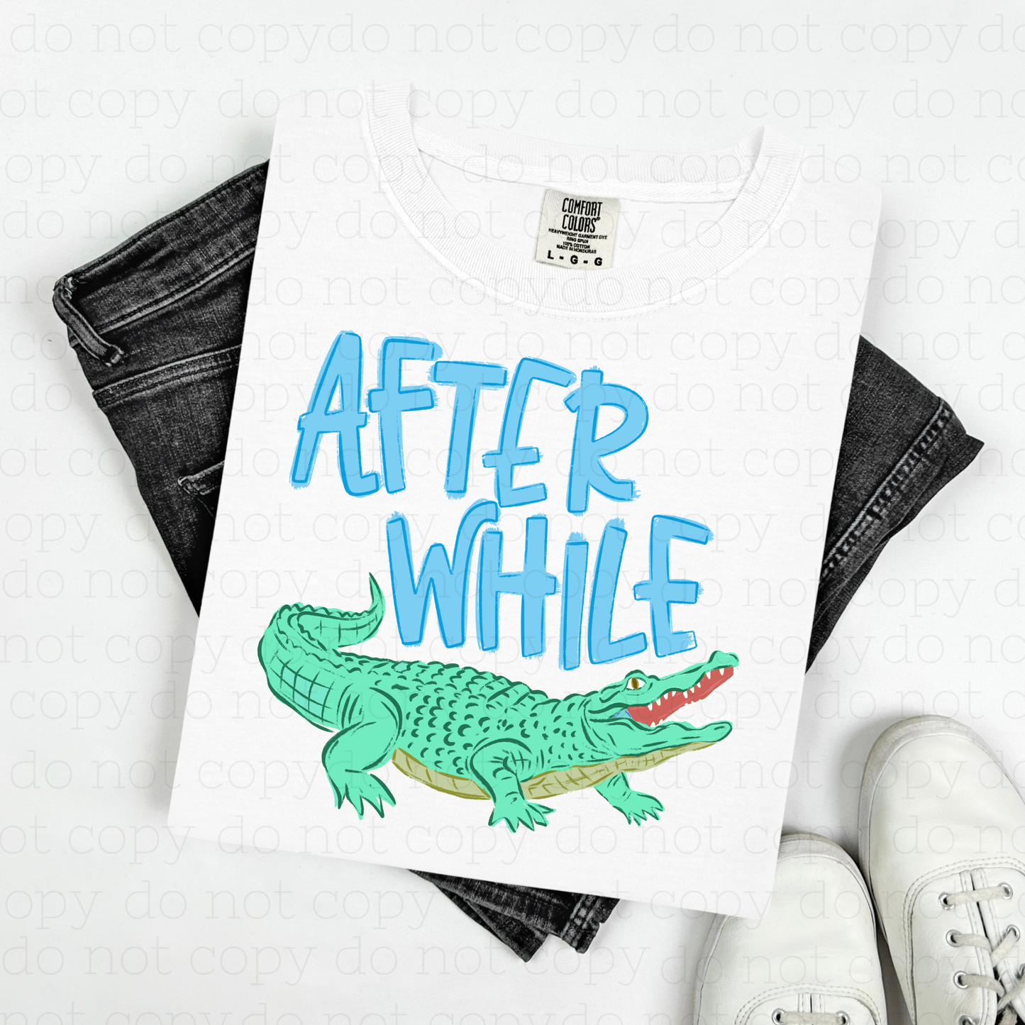 AFTER WHILE - BLUE TEXT - DTF TRANSFER - Hectic Momma Printing