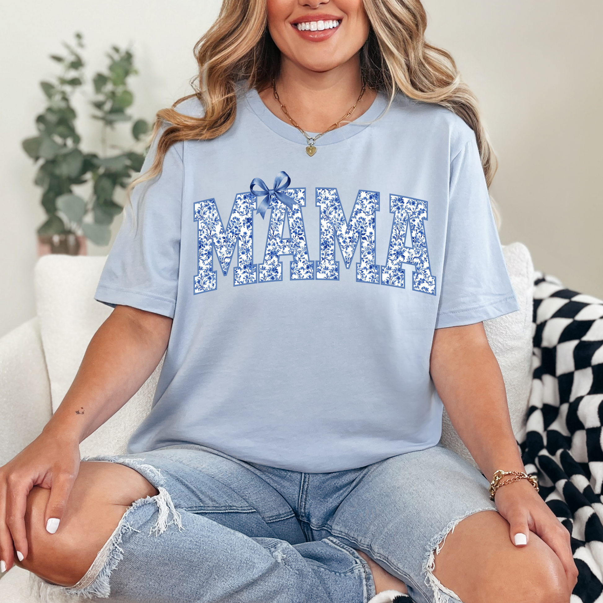 MAMA NAVY COQUETTE BOW - DTF TRANSFER - Hectic Momma Printing