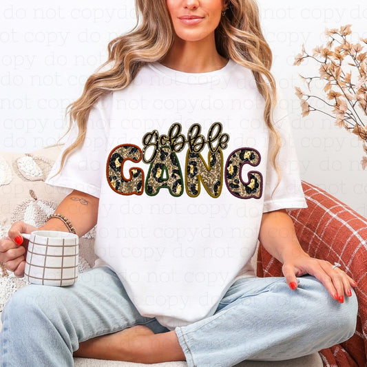 GOBBLE GANG *FAUX EMBROIDERY/FAUX GLITTER* - DTF TRANSFER