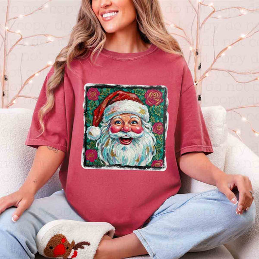 FLORAL PAINTED VINTAGE SANTA - DTF TRANSFER