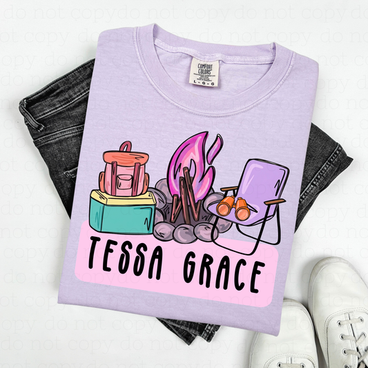 GIRLY CAMPING - CUSTOM TRANSFER - Hectic Momma Printing