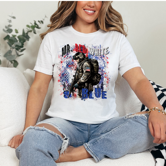 MR RED WHITE & BLUE - DTF TRANSFER - Hectic Momma Printing