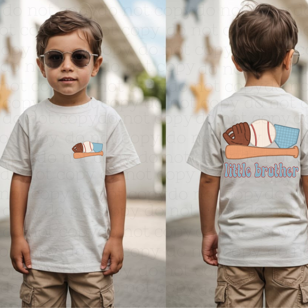 LITTLE BROTHER BASEBALL - FRONT+BACK - DTF TRANSFER - Hectic Momma Printing