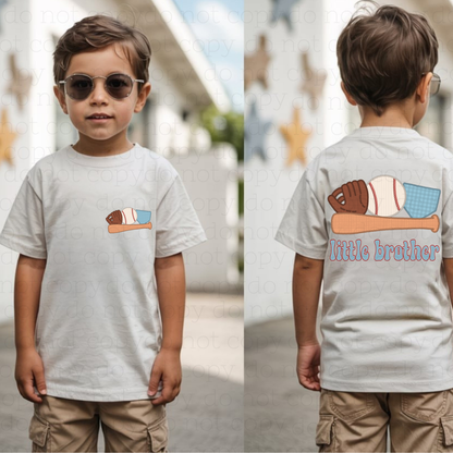LITTLE BROTHER BASEBALL - FRONT+BACK - DTF TRANSFER - Hectic Momma Printing