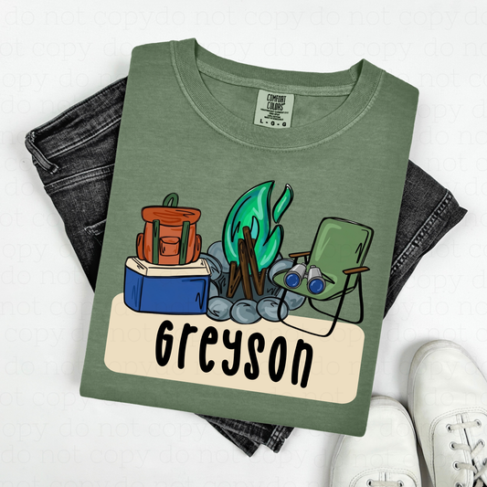 BOY CAMPING - CUSTOM TRANSFER - Hectic Momma Printing