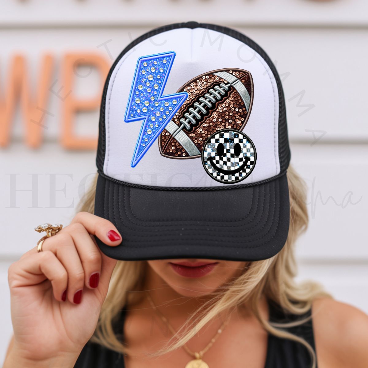 RETRO FOOTBALL *FAUX EMBROIDERY/FAUX SEQUIN* - DTF TRANSFER