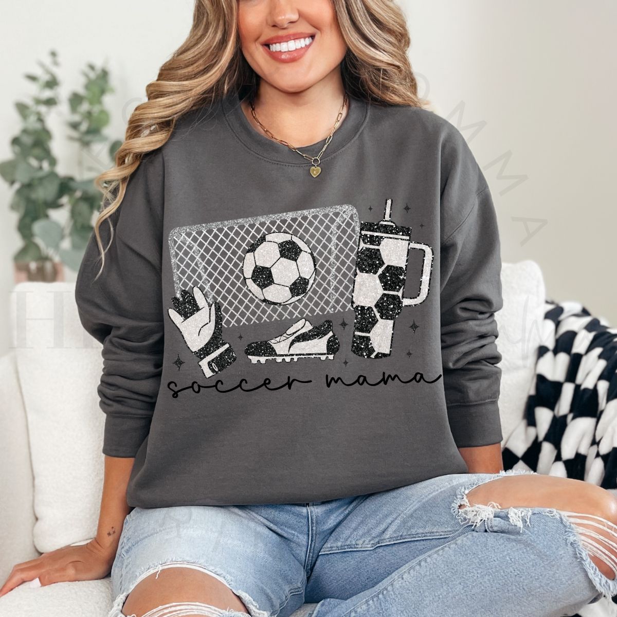 SOCCER MAMA *FAUX GLITTER* - DTF TRANSFER