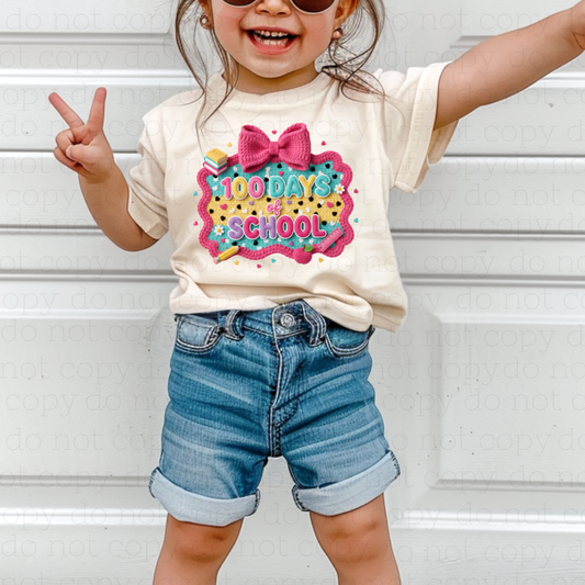 COQUETTE 100 DAYS OF SCHOOL - PINK FAUX YARN - DTF TRANSFER