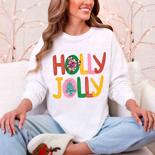 COQUETTE PAINTED HOLLY JOLLY - DTF TRANSFER