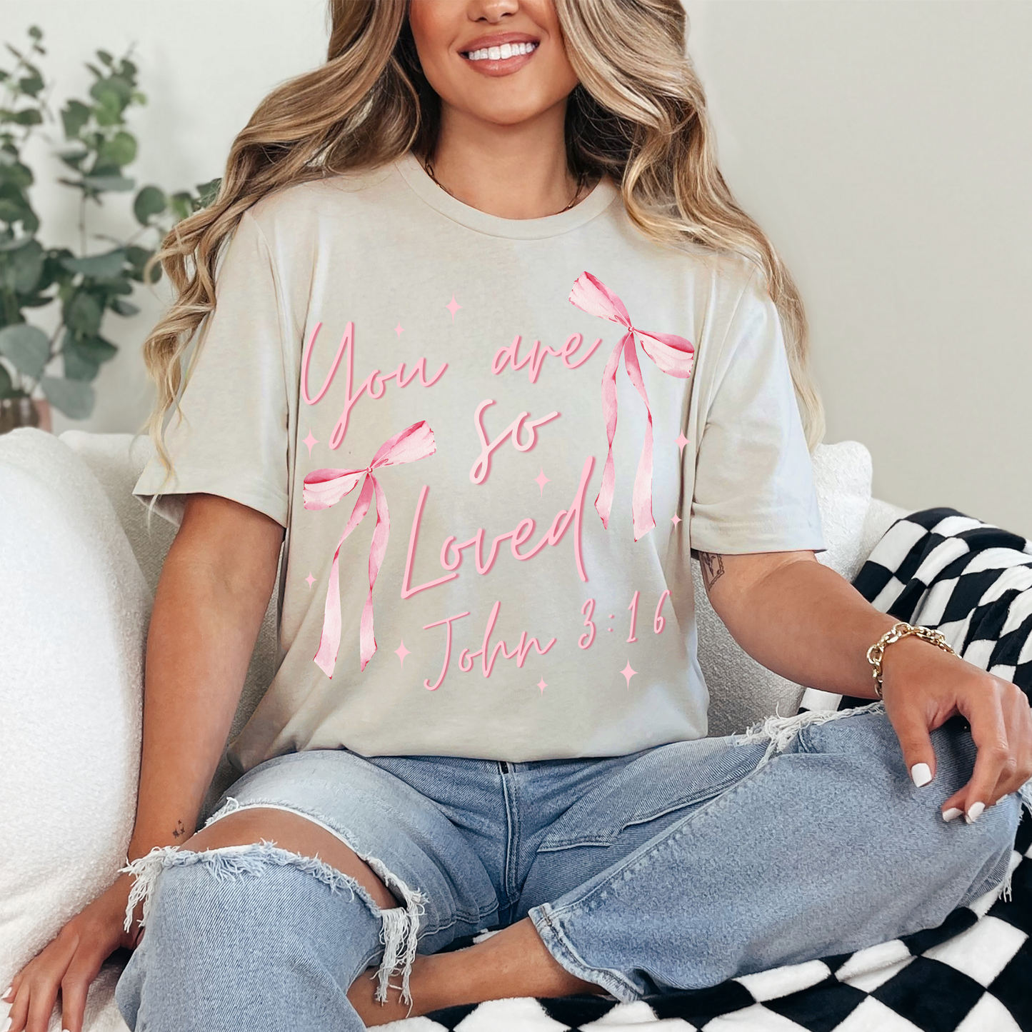 YOU ARE SO LOVED COQUETTE BOW - DTF TRANSFER - Hectic Momma Printing
