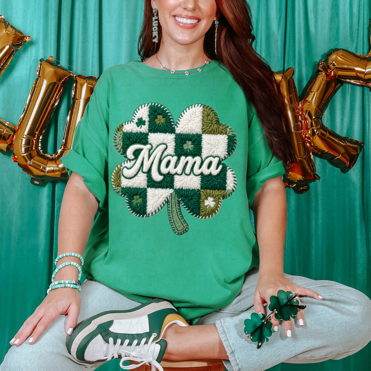 MAMA CLOVER - FAUX YARN - DTF TRANSFER - Hectic Momma Printing