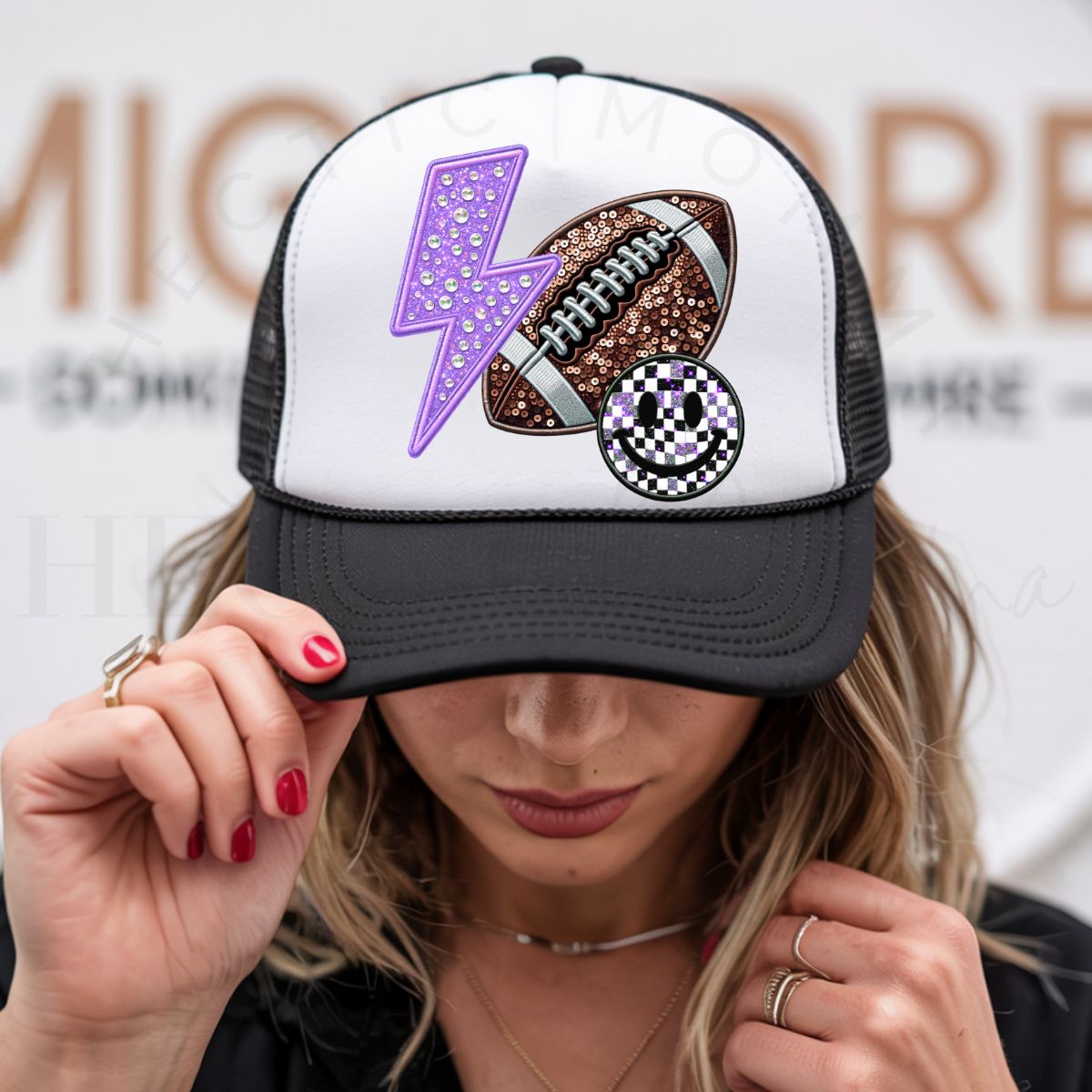 RETRO FOOTBALL *FAUX EMBROIDERY/FAUX SEQUIN* - DTF TRANSFER