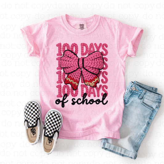 COQUETTE 100 DAYS OF SCHOOL - FAUX YARN + PENCIL BOW - DTF TRANSFER