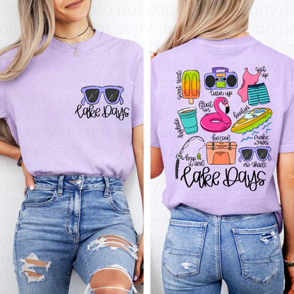 LAKE DAYS SUNGLASSES DOODLE - FRONT+BACK - DTF TRANSFER - Hectic Momma Printing
