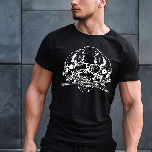 BASEBALL SKULL WHITE -  DTF TRANSFER - Hectic Momma Printing