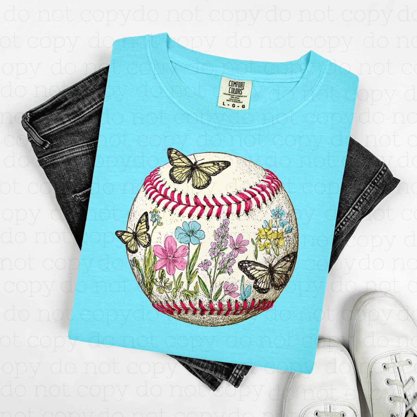 FLORAL BUTTERFLY BASEBALL - DTF TRANSFER
