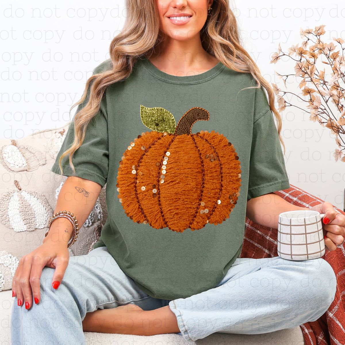PUMPKIN *FAUX YARN/FAUX SEQUIN* - DTF TRANSFER