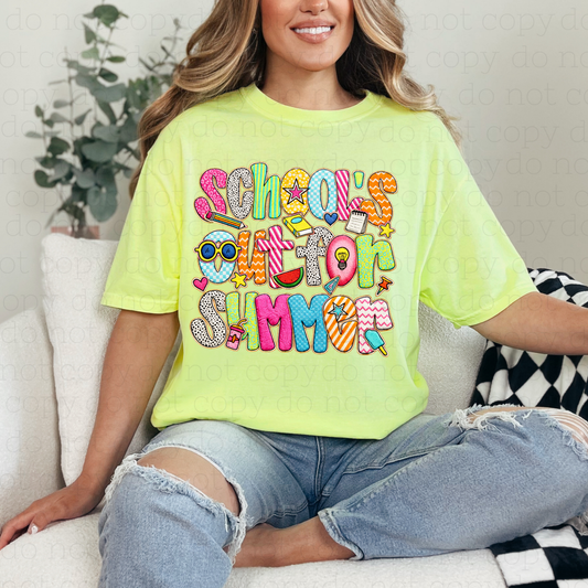SCHOOLS OUT FOR SUMMER - DTF TRANSFER - Hectic Momma Printing