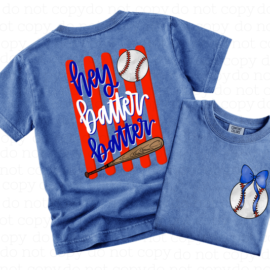 COQUETTE HEY BATTER BATTER - BASEBALL - FRONT+BACK - DTF TRANSFER