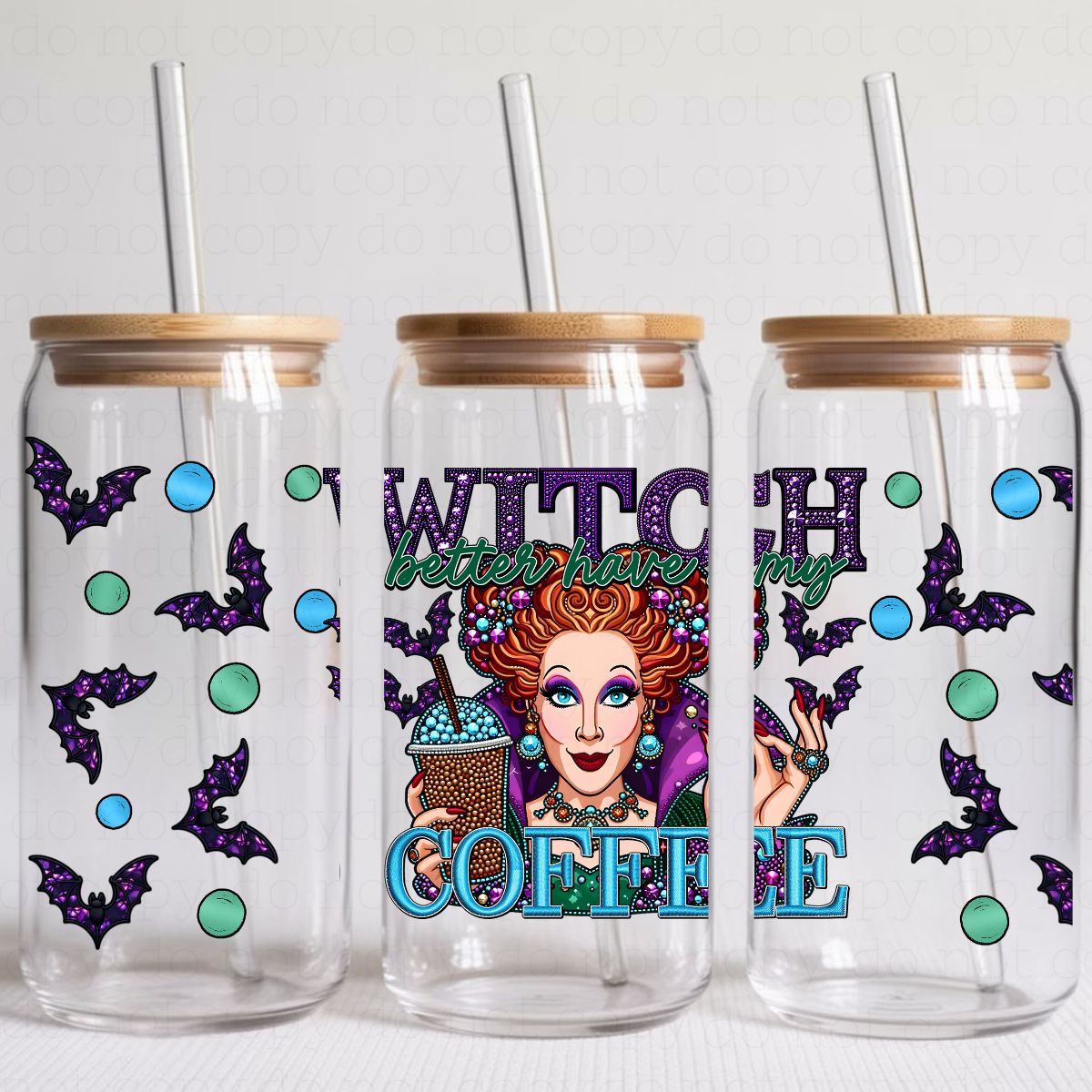 WITCH BETTER HAVE MY COFFEE *FAUX RHINESTONES* - UV DTF