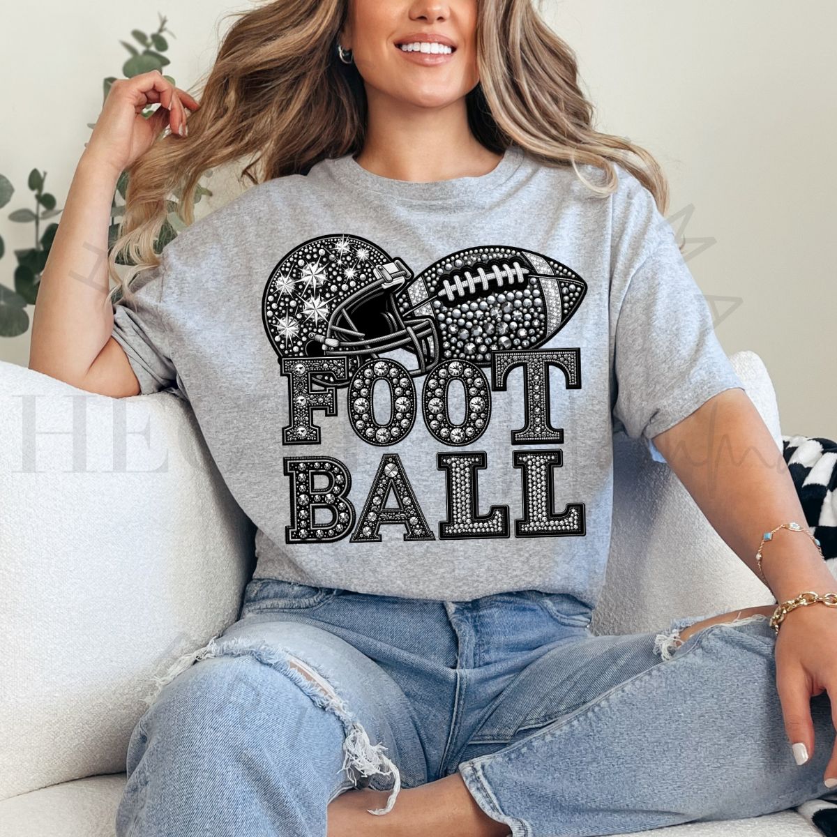 FOOTBALL *FAUX RHINESTONES* - DTF TRANSFER