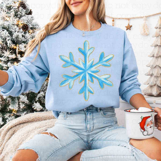 BLUE PAINTED SNOWFLAKE - DTF TRANSFER