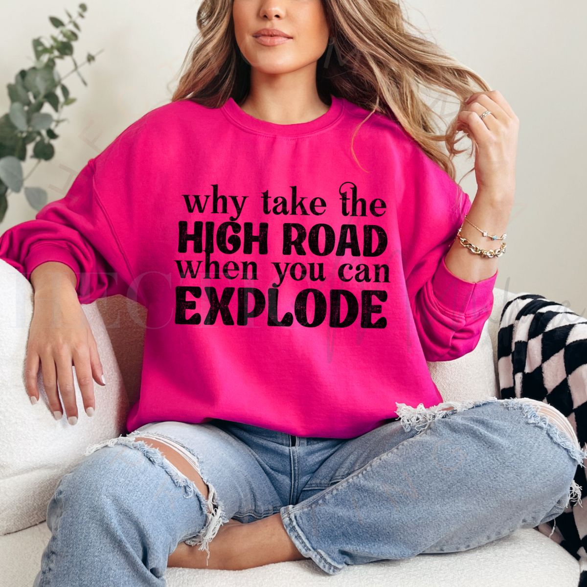 WHY TAKE THE HIGH ROAD WHEN YOU CAN EXPLODE - DTF TRANSFER - Hectic Momma Printing