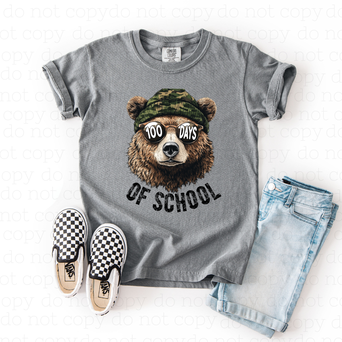 100 DAYS OF SCHOOL - CAMO BEAR - DTF TRANSFER