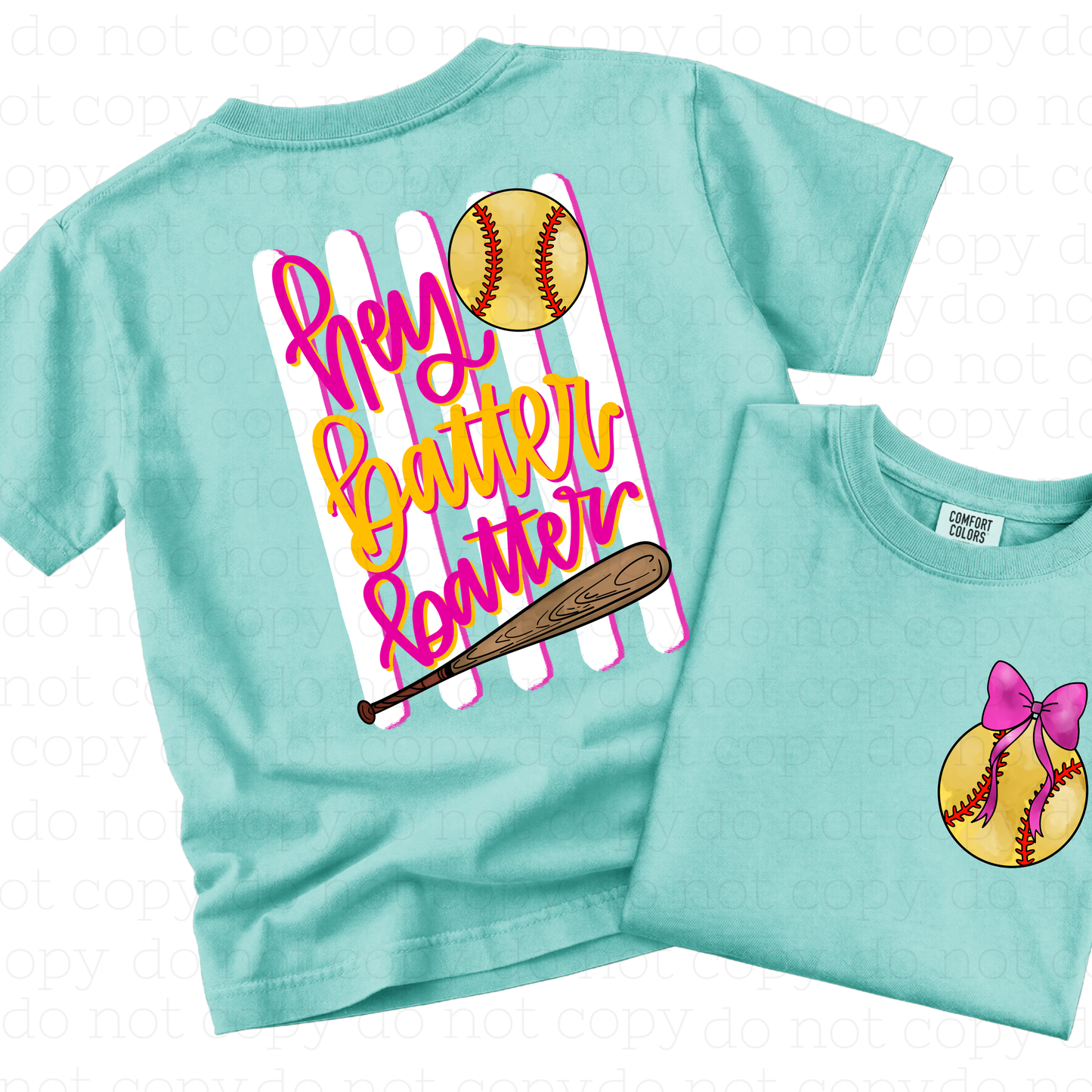 COQUETTE HEY BATTER BATTER - SOFTBALL - FRONT+BACK - DTF TRANSFER