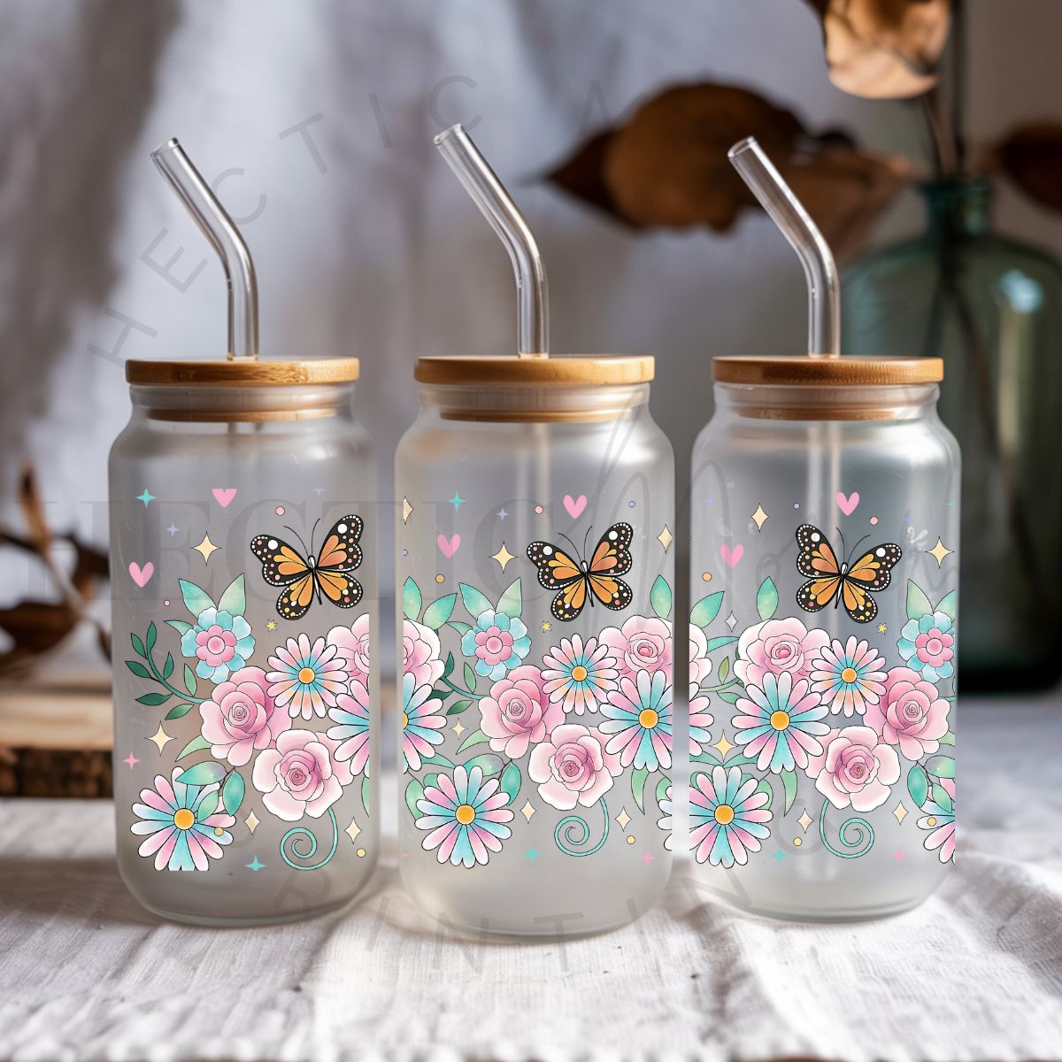 FLOWERS & BUTTERFLIES - UV DTF