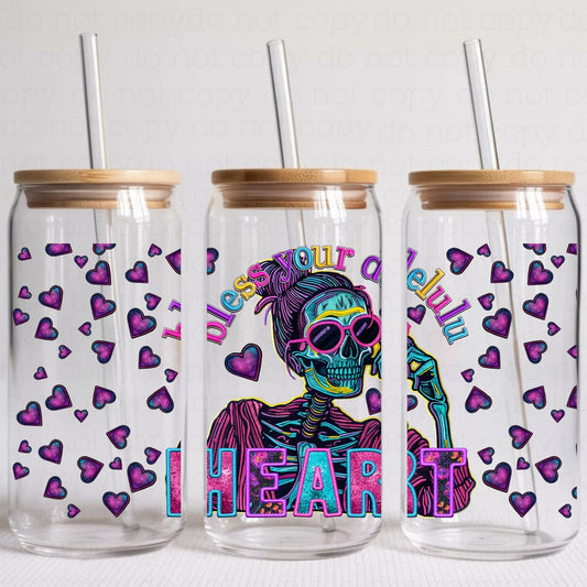BLESS YOUR DELULU HEART *FAUX EMBROIDERY/FAUX SEQUIN* - UV DTF