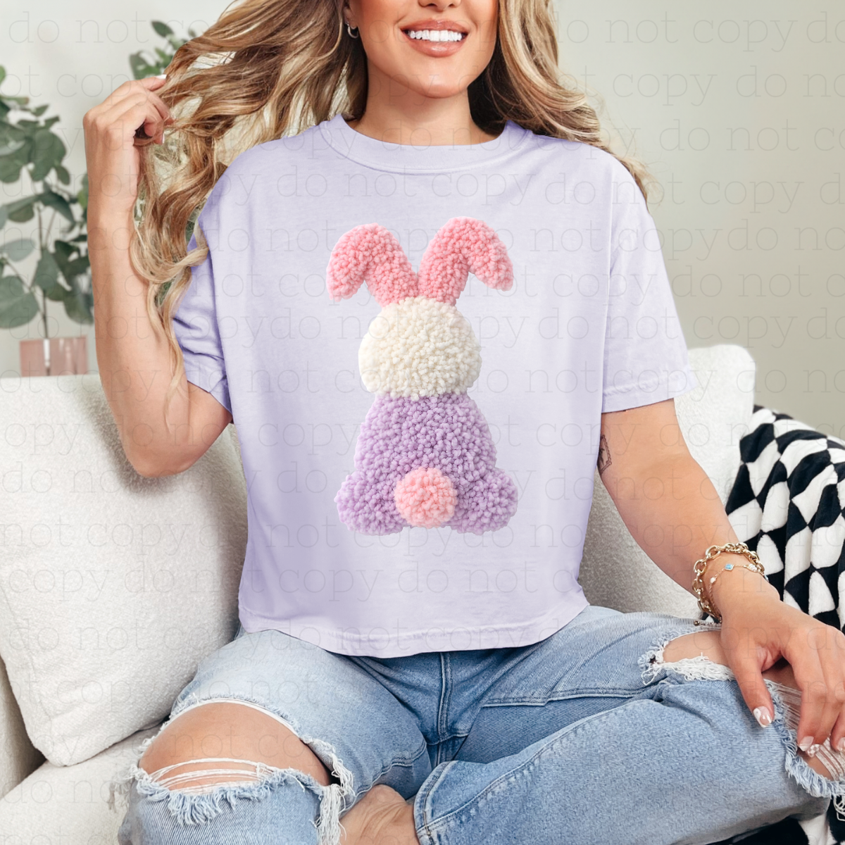 PASTEL BUNNY BUTT - FAUX YARN - DTF TRANSFER - Hectic Momma Printing