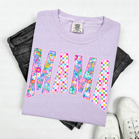 FLORAL CHECKERED MAMA - DTF TRANSFER